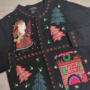 All Points By Reference Point Christmas Santa Tree Mantle Fun Ugly Sweater Med